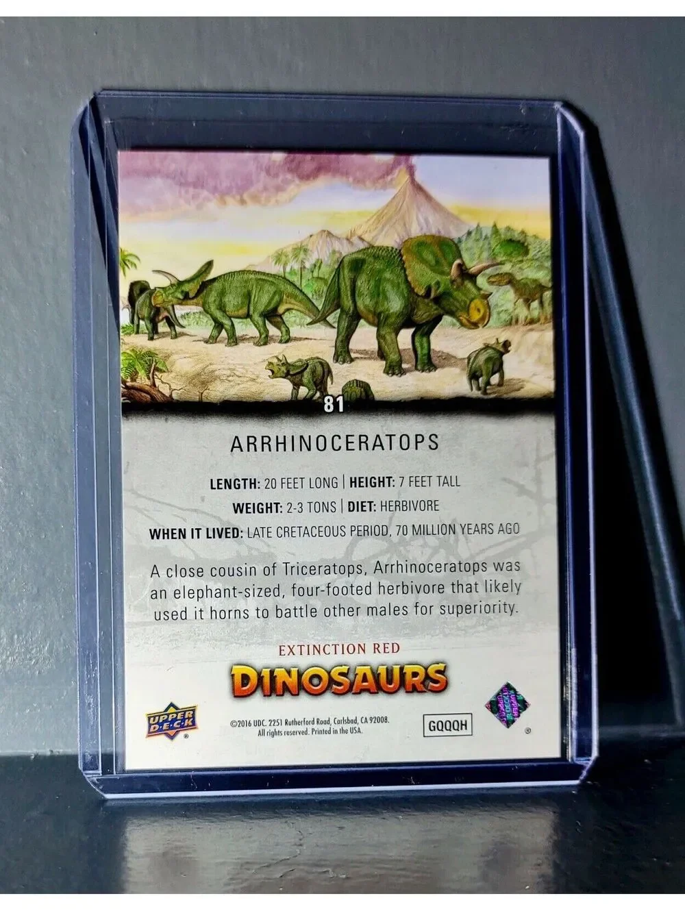 2015 Upper Deck Dinosaurs Arrhinoceratops Extinction Red Parallel #81 Card